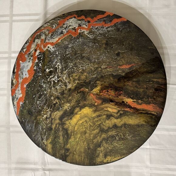 Other - Handpainted Lazy‎ Susan 21 Inch Metallic Abstract Art Functional Decor